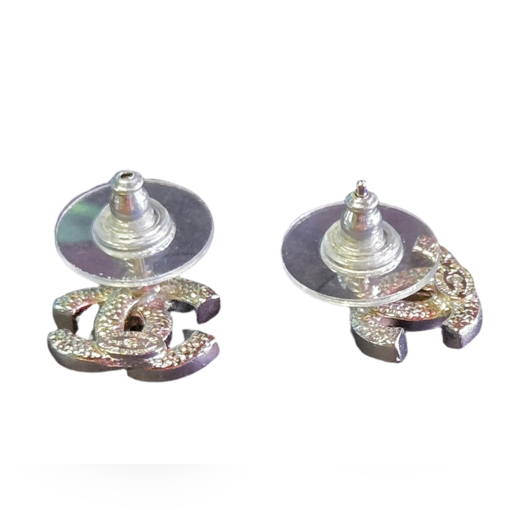 #53 CHANEL earrings Coco mark metal rhinestone silver  - AUTHENTIC - Picture 10 of 16